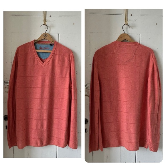Robert Graham Peach V-Neck Pullover Knit Sweater - Picture 2 of 14